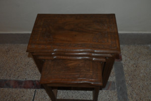 Wooden nest of table  carved walnut wood