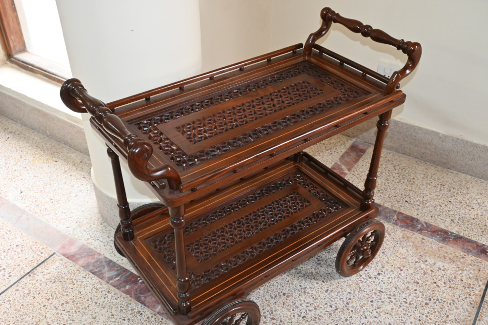 Wooden  tea trolley  cut work shesham wood