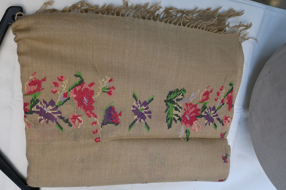 Woolen Shawl for Women- Cross Stitched Design- Hand Woven