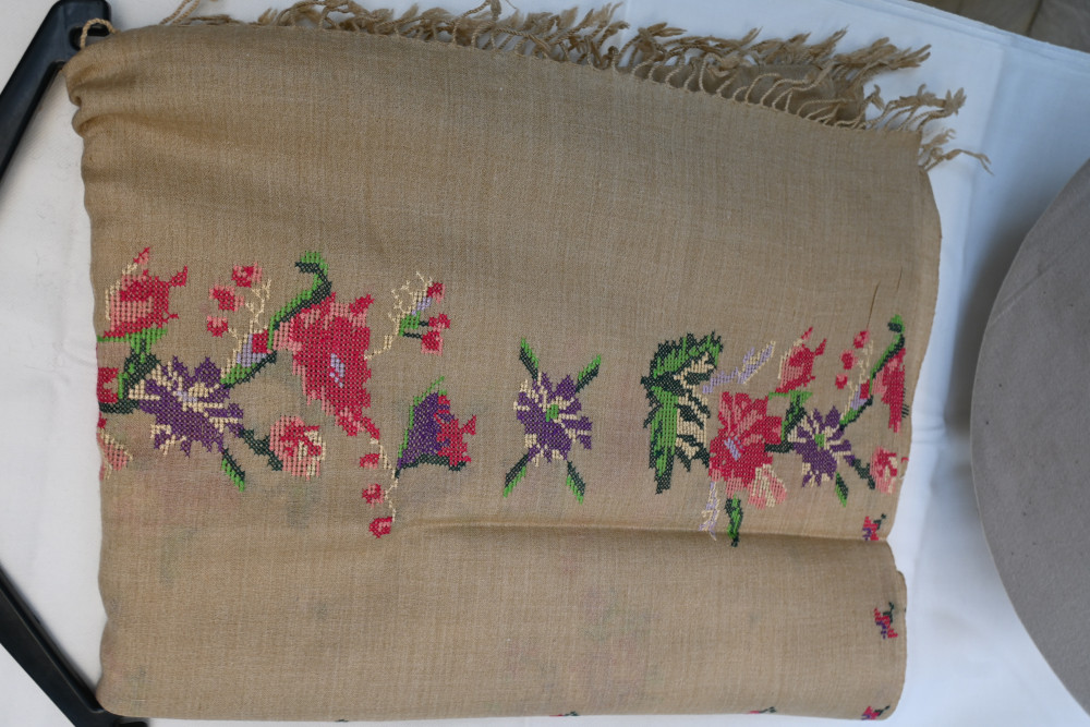 Woolen Shawl for Women- Cross Stitched Design- Hand Woven