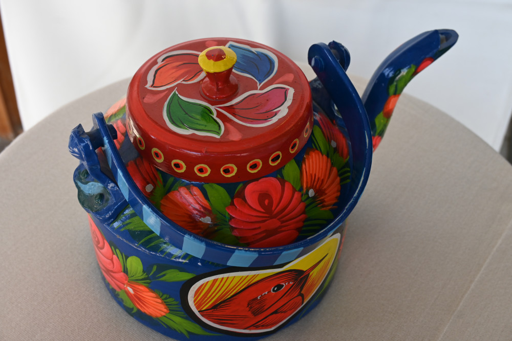 Tea Chainak- Truck Art- Metal Silver