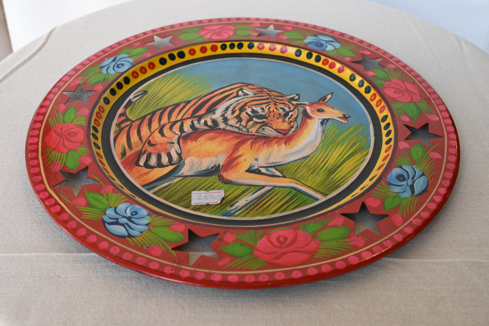 Round Tray- Truck Art- Metal Tamb Cheeni