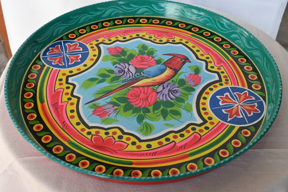 Round Tray- Truck Art- Metal Tamb Cheeni