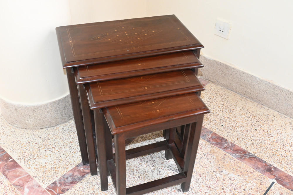 Nest table set with brass inlay work