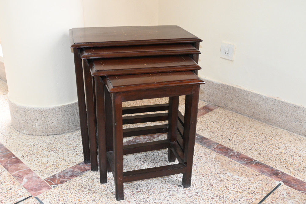 Nest table set with brass inlay work